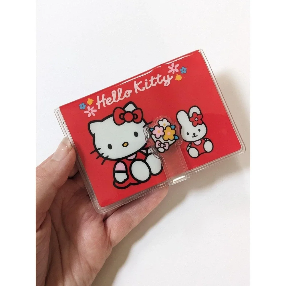 Vintage 2000 Sanrio Hello Kitty & Cathy Bunny Red Vinyl Wallet Card ID Holder